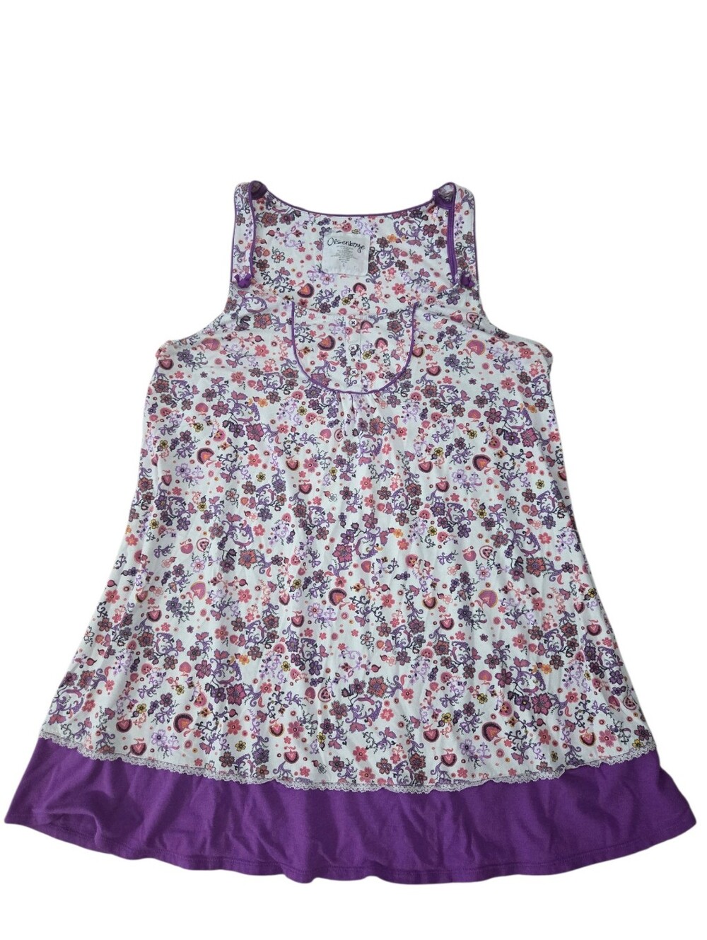 Olsenboye purple floral sleeveless chemise with cute details L. EUC